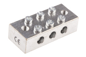 Blok uziemiający 0 → 16 AWG żyły: 3 Wkręcane RS PRO
