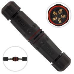 Mufa hermetyczna z dławikami 5x2,5mm2 IP68 PA66 250V prosta czarna NEKU