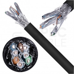 Kabel sieciowy S/FTP kat.7 skrętka 4x2x0,56mm zewnętrzny suchy PE czarny SecurityNET