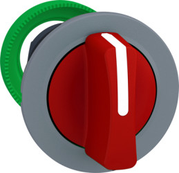 Toggle switch, 3 positions, unlit, latching, waistband round, red, front ring gray, 45°, mounting Ø 30.5 mm, ZB5FD504C0
