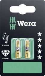 Bit krzyżakowy PZ 2 Wera 855/1 BDC SB SiS 05073339001 stal narzędziowa z diamentową powłoką D 6.3 2 szt.