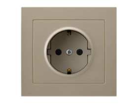 KIER Gniazdo pojedyncze z uziemieniem schuko beżowy GP-1WS/01 OSPEL