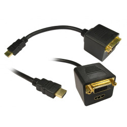 Adapter HDMI 1 x HDMI męskie na 1 x DVI-D, 1 x HDMI