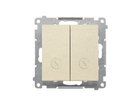 SIMON 55 Wyłącznik schodowy podwójny z podświetleniem szybkozłącza szampański mat TW6/2L2.01/144 KONTAKT SIMON