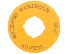 Tabliczka opisowa żółta okrągła EMERGENCY STOP (4 języki) M22-XBK15 167638