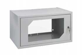 SZAFA WISZĄCA RACK SZAFKA SERWEROWA 19 6U 350 mm SZARA Z SZYBĄ HARTOWANĄ 5-19/06U-350/W111/01