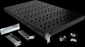 26210118 19-inch shelf, 1 U, adjustable, black