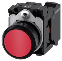 Przycisk Sirius ACT, 22mm, okrągły, czerwony płaski z samopow z uchwytem 1NC