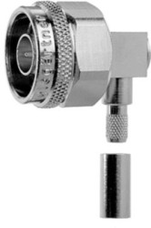 N plug 50 Ω, RD-316, solder/crimp connection, angled, 100023896