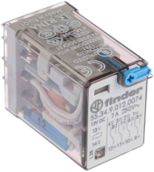 Przekaźnik mocy 12V dc 4PDT Finder 1W, Wciskane 140Ω