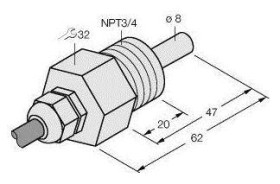 Turck 6871312 Czujnik zanurzeniowy FCS-N3/4T-NA, 1 szt.