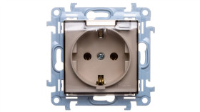 Simon 10 Gniazdo Pojedyncze Schuko Z Uszczelką Klapką Transparetną Kremowe...