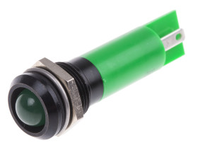 Lampka kontrolna do montażu panelowego 130V ac, zielona 12mm LED Czarny RS PRO