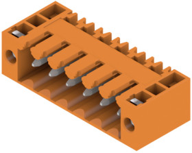 Pin header, 6 pole, pitch 3.5 mm, angled, orange, 1607080000