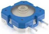 Short-stroke pushbutton, Form A (N/O), 100 mA/35 V, unlit , actuator (blue), 9.7 N, THT, 1.14.012.927/0000