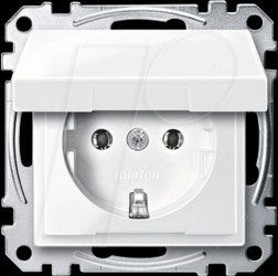 MEG2311-0319 Socket insert with hinged cover - System M, polar white, glossy
