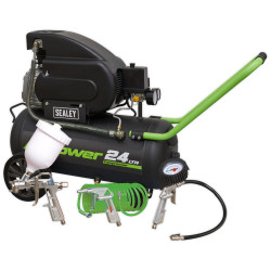 Sealey SAC2420EPK Compressor 24L Direct Drive 2hp with 4pc Air Accessory Kit