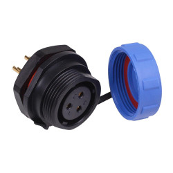 3 Pin Waterproof W17 Female Socket Panel Mount Connector IP68
