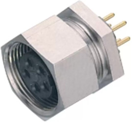 Panel socket, 2 pole, THT, screw locking, straight, 09 0074 20 02