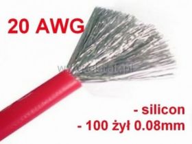 Przewód silikonowy CU; 0,5mm2; czerwony
