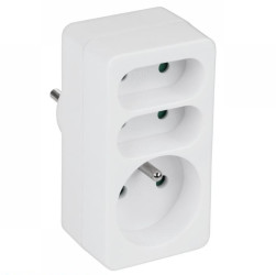 Rozgałęziacz 230V 1 gniazdo z uziemieniem + 2 płaskie