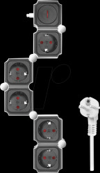 LPS277 Socket outlet, 5 sockets, flexible, 1.5 m, white/black