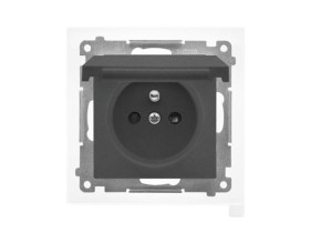 SIMON 55 Gniazdo pojedyncze z uziemieniem szybkozłącza IP44 z uszczelką klapka w kolorze grafitowy mat TGZ1BCZ.01/116 KONTAKT SI