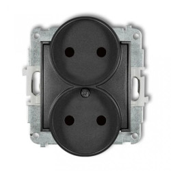 MINI Gniazdo podwójne b/u z przesłonami grafitowy 11MGPR-2p