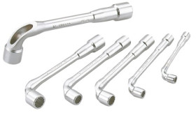 Zestaw kluczy nasadowych okrągłych, mat. łopatki: Chromowo-wanadowy, końcówka: Sześciokątna, rozmiar: 6 sztuk, 7 → 17 mm