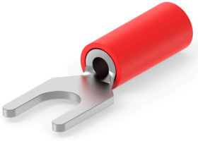 Insulated forked cable lug, 0.26-1.65 mm², AWG 22 to 16, 4.3 mm, M4, red, 130516
