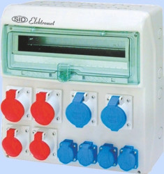 Rozdzielnica RSS-05 okienko 18 mod okabl 2x63A 3P+N+Z 400V 2x32A 2P+Z 250V, 6h 2x16A 3P+N+Z 400V, 4x16A 2P+Z 250V IP44 942052