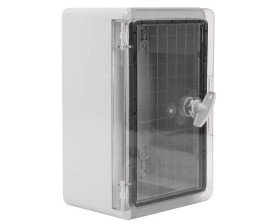 Obudowa plastikowa skrzynka hermetyczna, drzwi transparentne ABS 200x300x130mm IP65 NEKU
