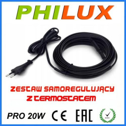 Kabel grzejny samoregulujący z wtyczką PRO20W 5m z termostatem