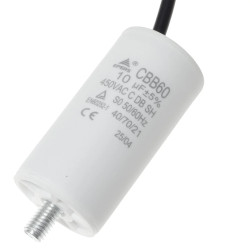 Kondensator rozruchowy do silnika 10uF 450VAC, przewody 15cm, 35x70mm