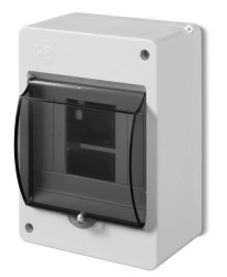 Rozdzielnica modułowa 1x4 natynkowa IP30 MINI S-4 z pokrywą dymną 2304-01