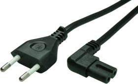 Device connection cable, Europe, plug type C, straight on C7 socket, angled, H05VVH2-F2x0.75 mm², black, 1.8 m, XVI-H05VVH2F2X07