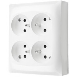 Gniazdo zasilające poczwórne SIMON Aquaclick natynkowe IP20 białe 4x [2P+Z] 16A Kontakt Simon ACGZN4/11