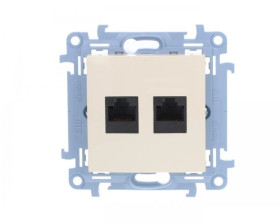 Simon 10 Gniazdo komputerowe podwójne RJ45 kat.6 kremowe C62.01/41