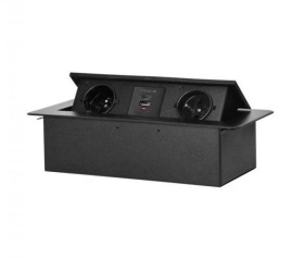 Gniazdo wpuszczane w blat 2x 230V 2P+Z + ładowarka USB 5V/3.6A + UCB C 18W czarne