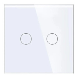 Włącznik dotykowy szklany podwójny WiFi i Bluetooth 600W biały TAWOIA Smart Home