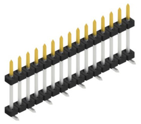 Pin header, 15 pole, pitch 2 mm, angled, black, SLY11SMD09215S