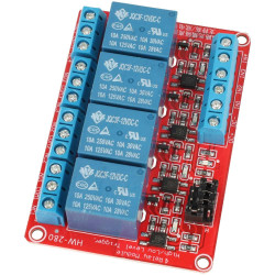 Moduł przekaźników 4 kanały z optoizolacją 12 V czerwony