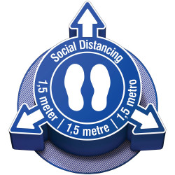 Oznaczenie dotyczące dystansu społecznego, Winyl, Niebieski/biały, 5 meter