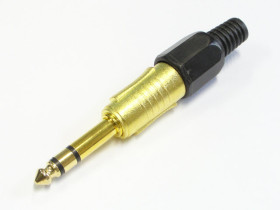 Wtyk JACK 6.3mm stereo metal zaciskany złocony
