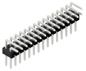 Pin header, 30 pole, pitch 2.54 mm, angled, black, 10056313