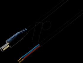075176 DC cable with plug 2,1 / 5,5 mm black 1,0m