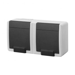 AQUANT 2K gniazdo natynkowe podwójne z uziemieniem 2x2P+Z IP55 szary 5042-10