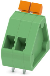 PCB terminal, 2 pole, pitch 3.81 mm, AWG 26-16, 12 A, spring-clamp connection, green, 1704498