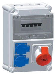 Rozdzielnica naścienna 2x16A 230V, 1xCEE 16A 5P 400V, 1xC16/3 2xB16/1 IP44 5175