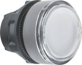 Pushbutton, for universal LED, illuminable, waistband round, white, front ring light gray, mounting Ø 22 mm, ZB5AA18C0